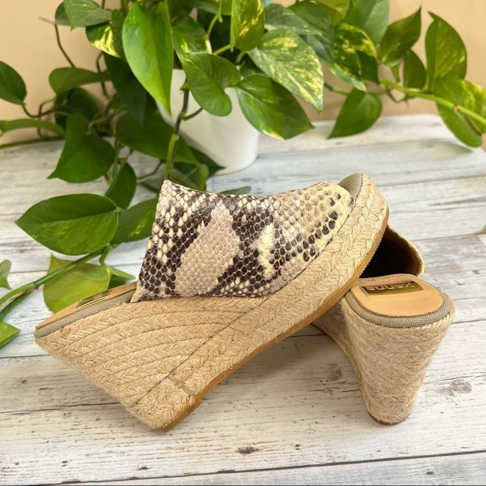 Kanna Women’s Snake Skin‎ Wedge Espadrilles Open Toe Shoes Size 36